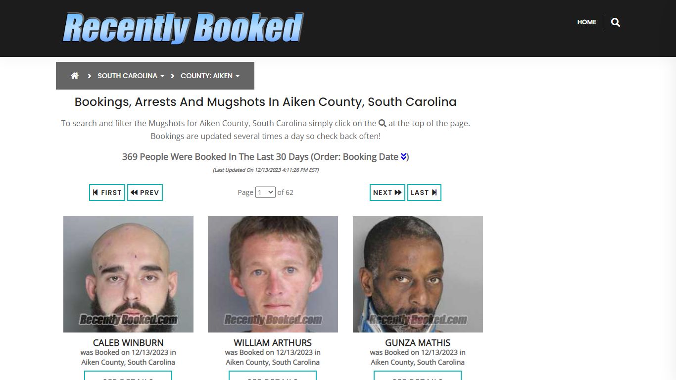 Bookings, Arrests and Mugshots in Aiken County, South Carolina