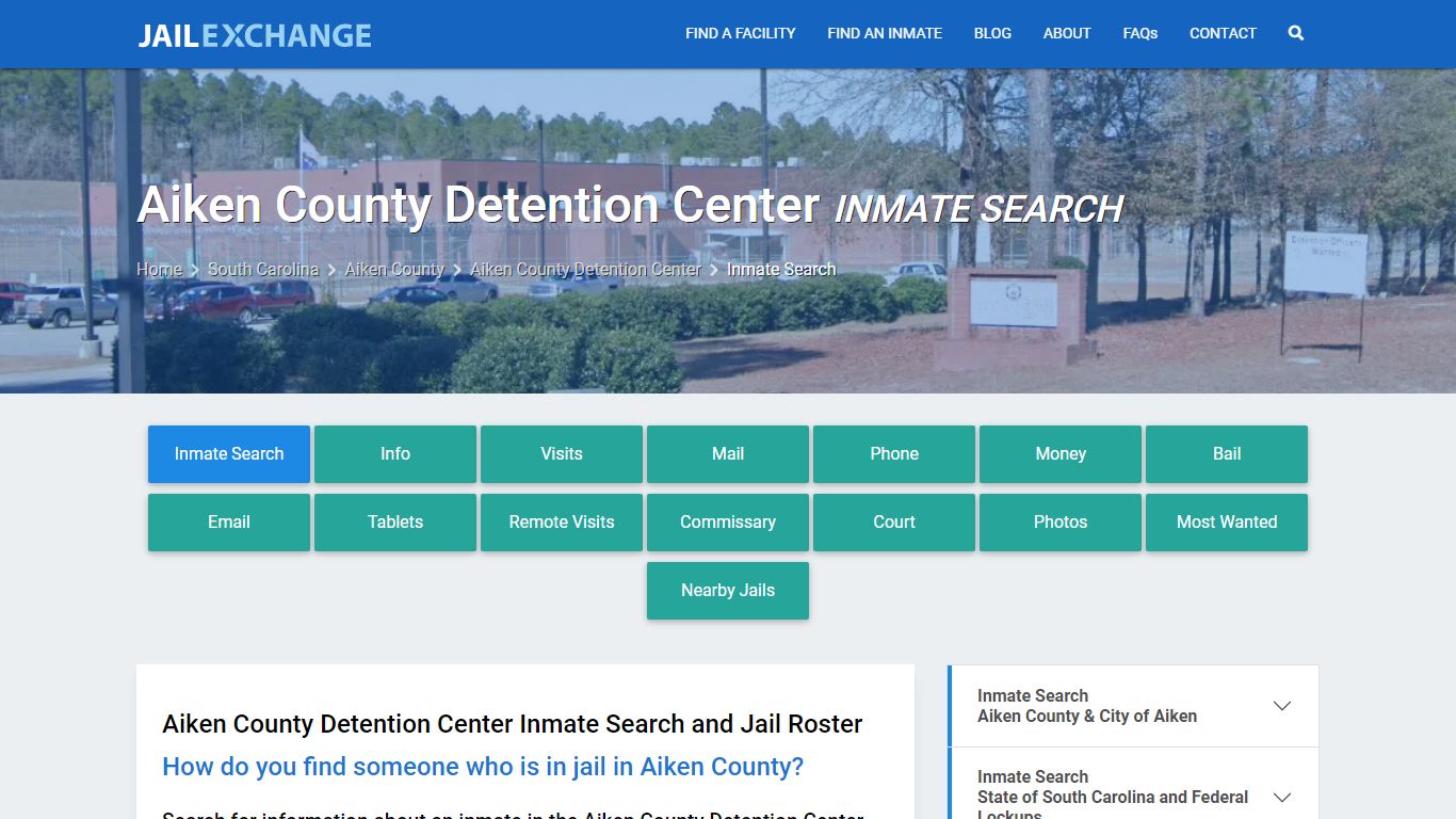 Aiken County Detention Center Inmate Search - Jail Exchange